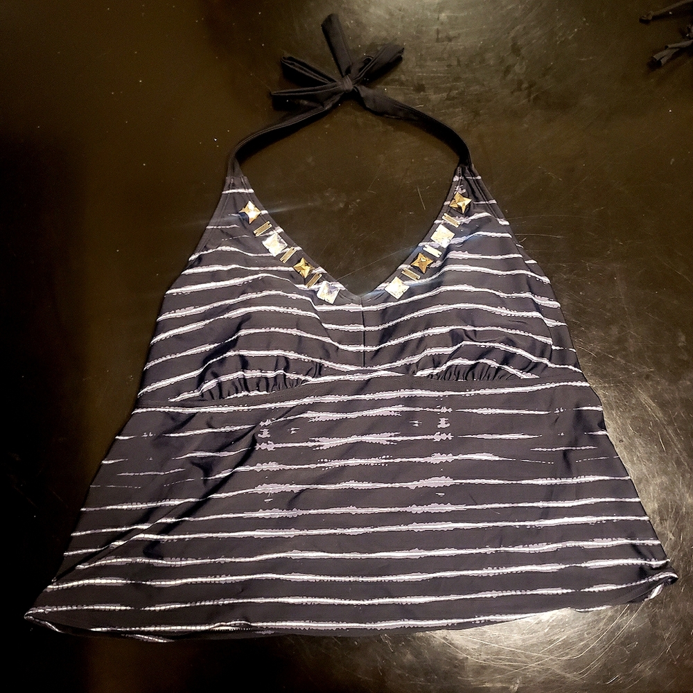 Bejeweled plus size swim tankini top